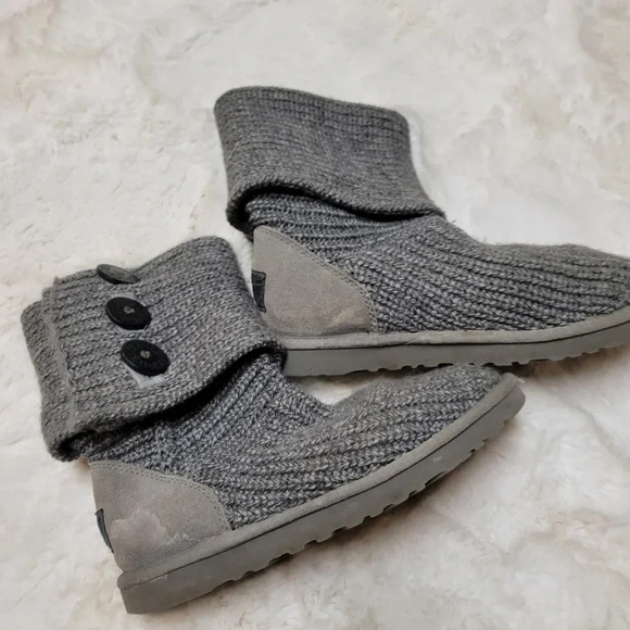 UGG Classic Cardy Knit Boots Womens Size 7 Gray - Picture 5 of 9